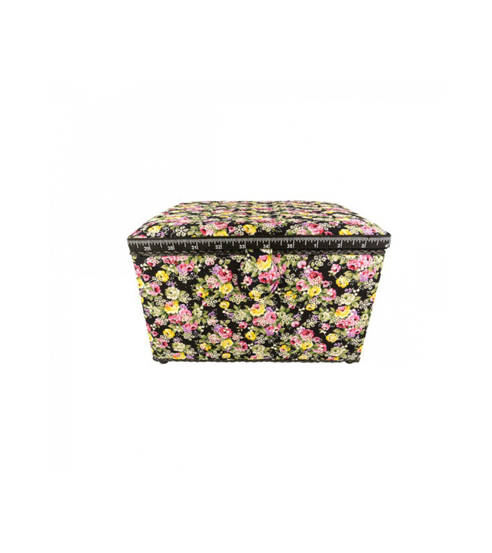Nähkästchen 21cmx28cmx19cm Englischer Stickdruck auf floralem Hintergrund