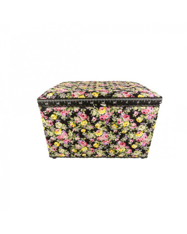 Nähkästchen 21cmx28cmx19cm Englischer Stickdruck auf floralem Hintergrund