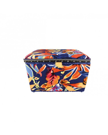 Scatola da cucito 21cmx28cmx19cm fiori blu e arancioni