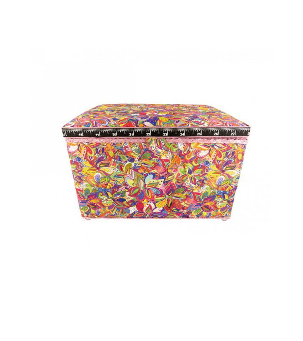 Boîte couture 21cmx28cmx19cm fleurs multicolores