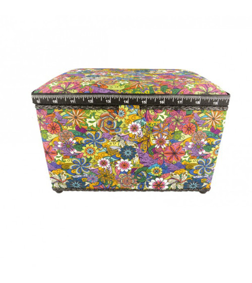 Boîte couture 21cmx28cmx19cm fleurs multicolores