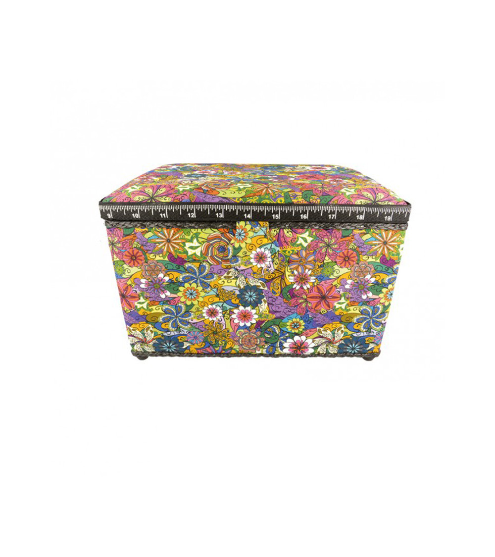 Boîte couture 21cmx28cmx19cm fleurs multicolores