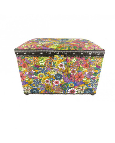 Boîte couture 21cmx28cmx19cm fleurs multicolores