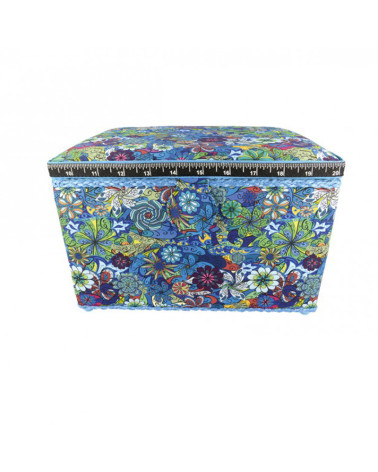 Boîte couture 21cmx28cmx19cm fleurs multicolores