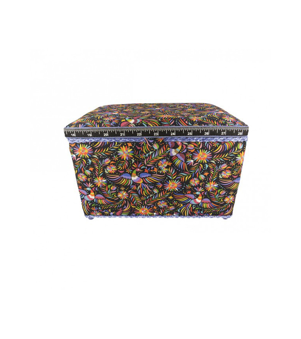 Scatola da cucito 21cmx28cmx19cm uccelli multicolori