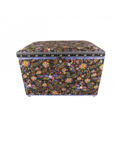 Scatola da cucito 21cmx28cmx19cm uccelli multicolori