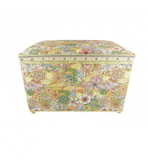 Sewing box 21cmx28cmx19cm pastel multicolored flowers