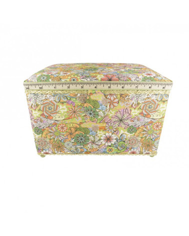 Sewing box 21cmx28cmx19cm pastel multicolored flowers
