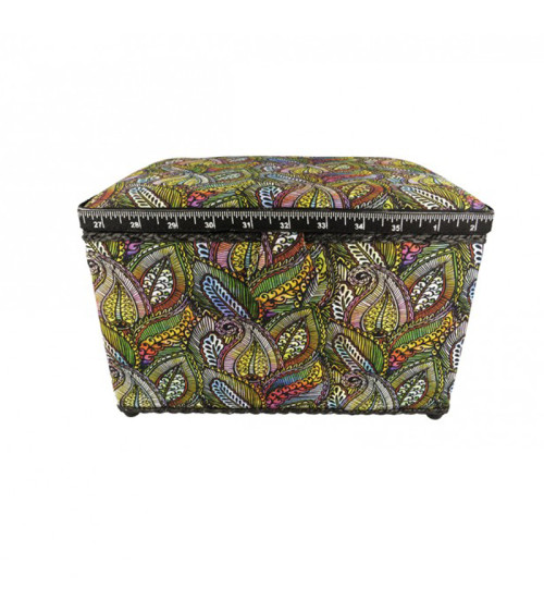 Sewing box 21cmx28cmx19cm multicolored feathers