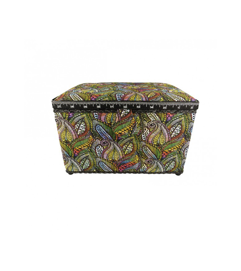 Scatola da cucito 21cmx28cmx19cm piume multicolori