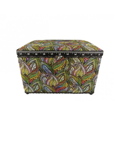 Scatola da cucito 21cmx28cmx19cm piume multicolori