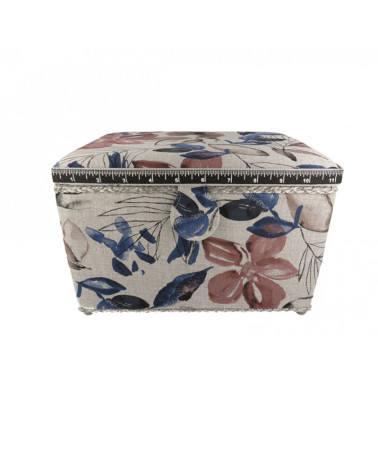 Boîte couture 21cmx28cmx19cm fleurs en aquerelle