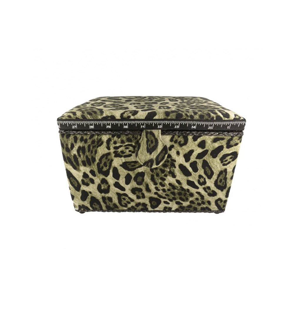 Nähkästchen 21cmx28cmx19cm khakifarbener Pantherdruck