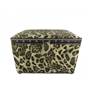 Nähkästchen 21cmx28cmx19cm khakifarbener Pantherdruck