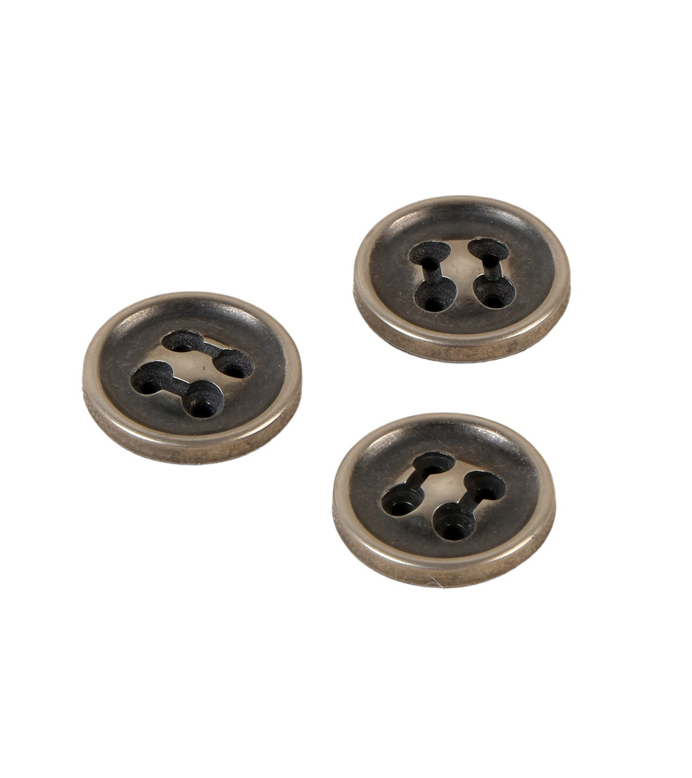 Lot de 6 boutons 4 trous argenté 18mm fabriqué en France