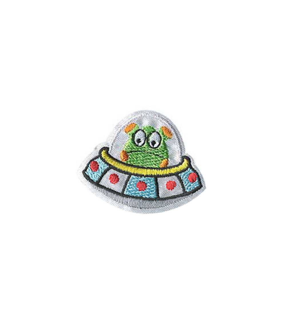 Flying saucer iron-on badge