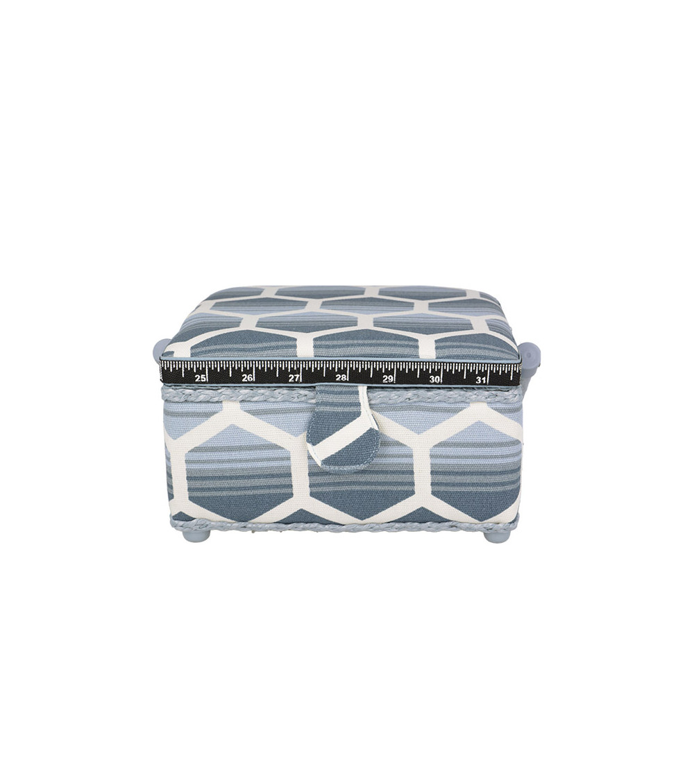 Scatola da cucito 20x20x11 cm blu e bianca