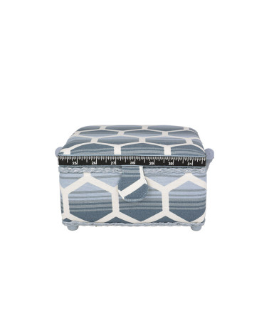 Scatola da cucito 20x20x11 cm blu e bianca