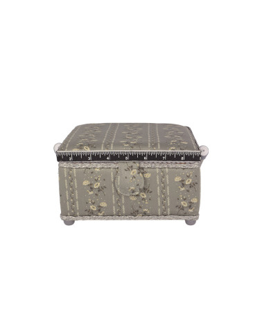 Boîte à couture 20x20x11cm fleurs grises