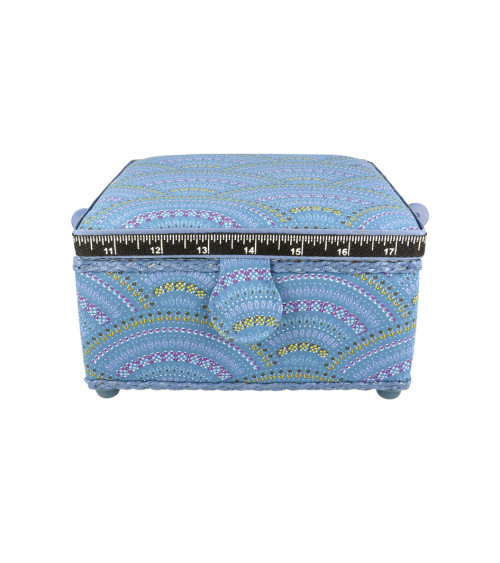 Sewing box 20x20x11cm blue arabesques