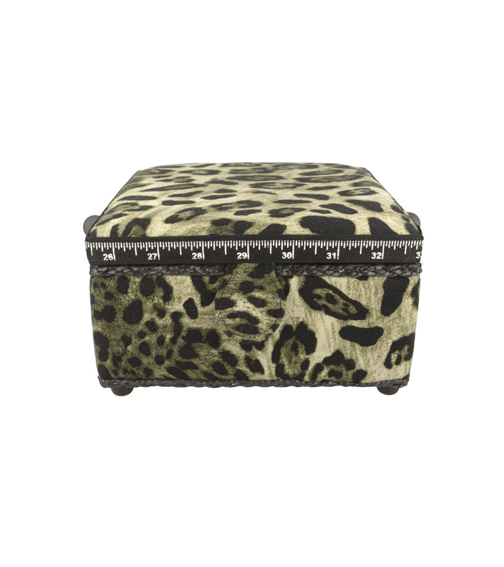 Nähkästchen 20x20x11cm Khaki Pantherdruck