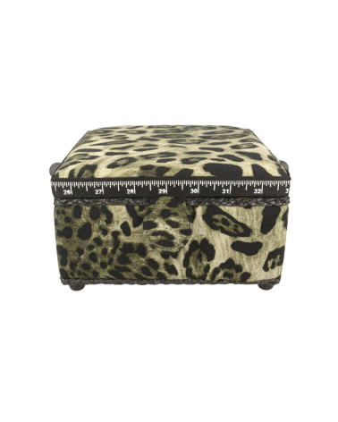 Nähkästchen 20x20x11cm Khaki Pantherdruck