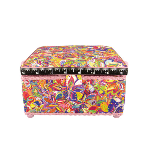 Sewing box 20x20x11cm bouquet of multicolored flowers