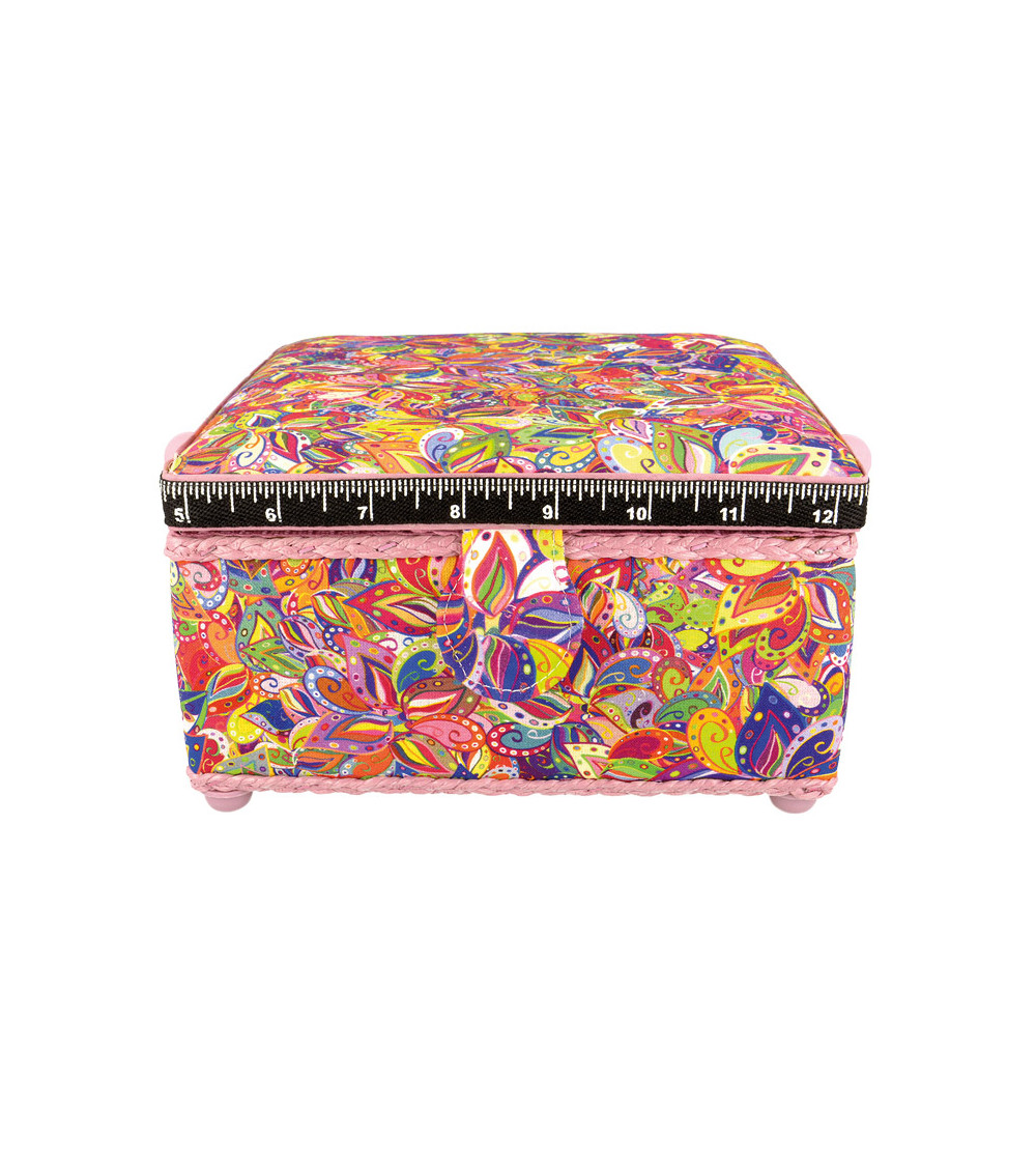 Sewing box 20x20x11cm bouquet of multicolored flowers