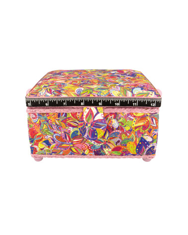 Sewing box 20x20x11cm bouquet of multicolored flowers