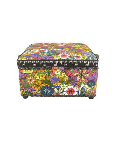 Sewing box 20x20x11cm bouquet of dark flowers