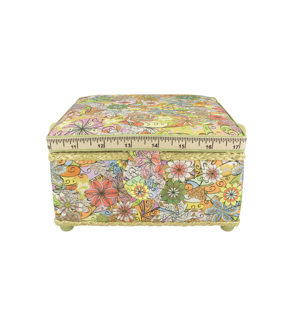 Nähkästchen 20x20x11cm Blumenstrauß in Pastelltönen