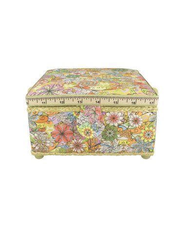 Nähkästchen 20x20x11cm Blumenstrauß in Pastelltönen