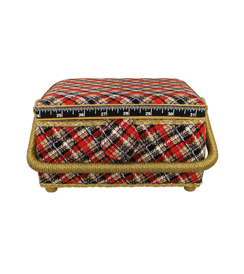 Scatola da cucito 20x20x11 cm stampa tartan