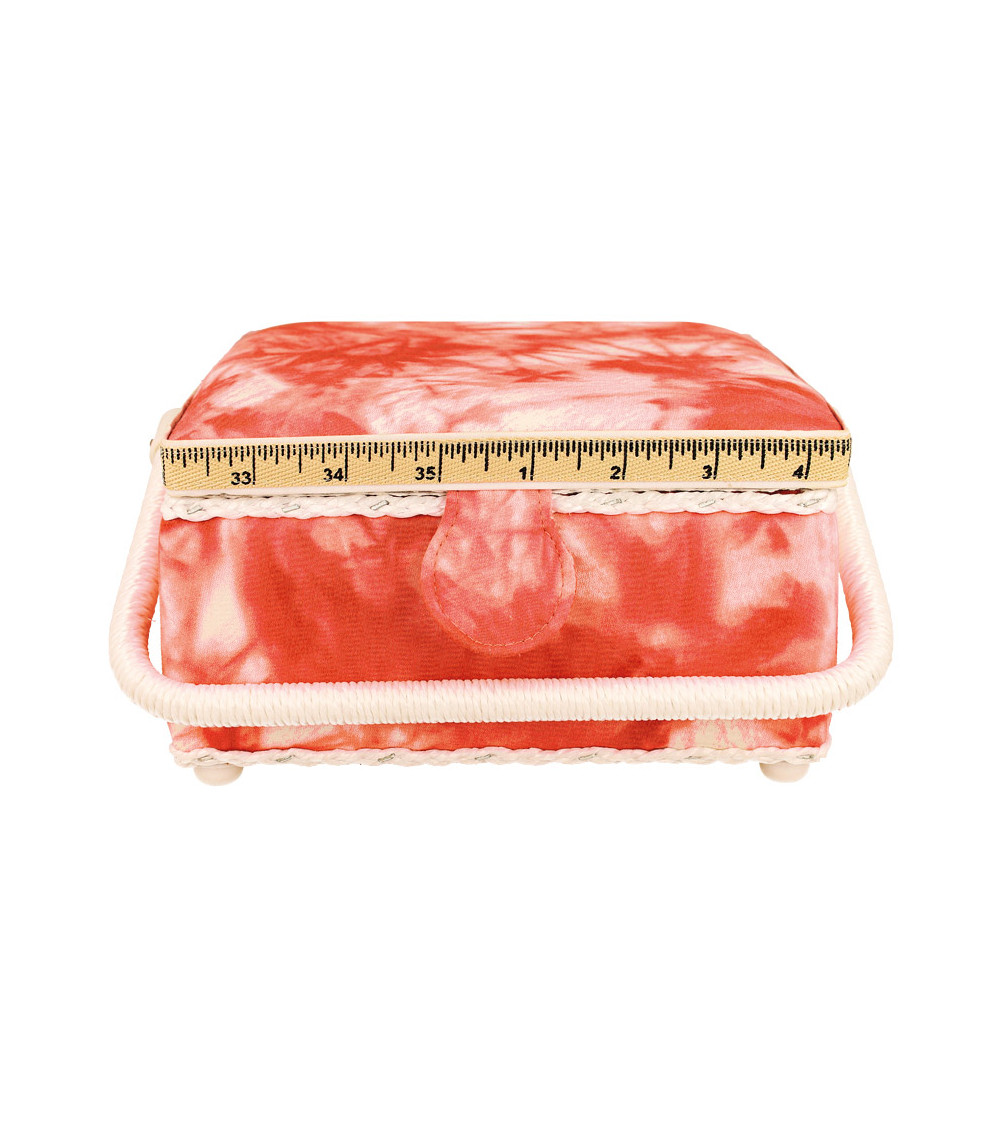 Scatola da cucito 20x20x11cm tie&die corallo arancione