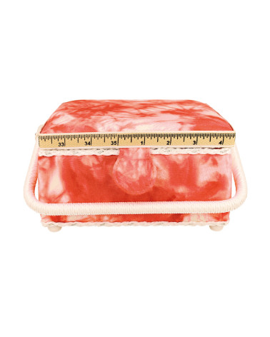 Scatola da cucito 20x20x11cm tie&die corallo arancione
