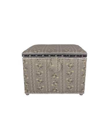 Boîte à couture 26x26x19cm fleurs grises