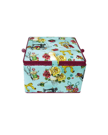 Scatola da cucito 26x26x19cm manichini da cucito sfondo blu