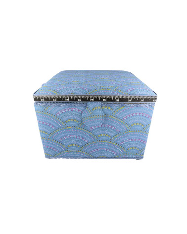 Scatola da cucito 26x26x19cm arabeschi blu
