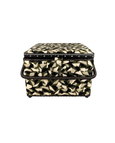 Sewing box 26x26x19cm geometric print khaki