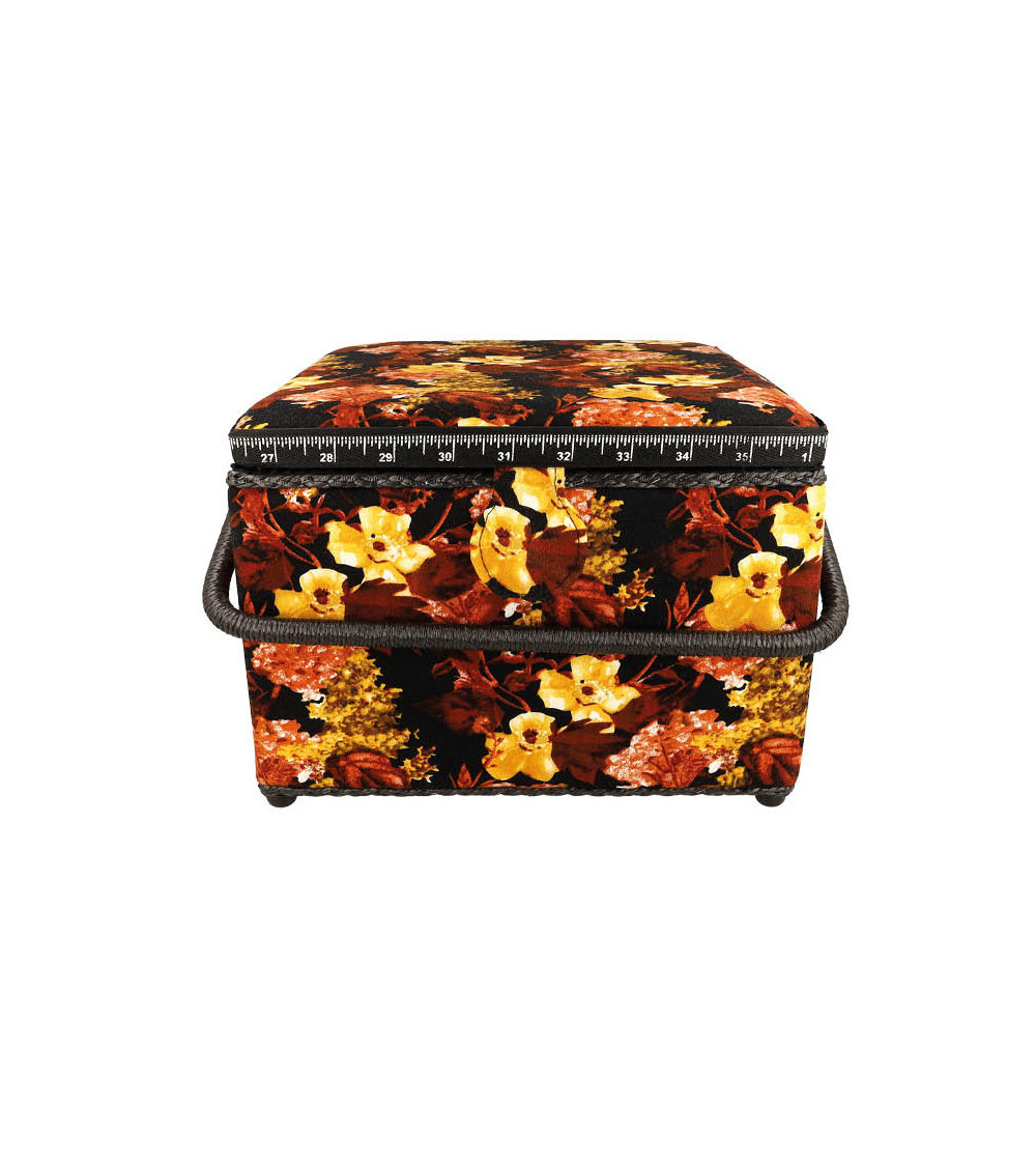Scatola da cucito 26x26x19cm fiori vintage