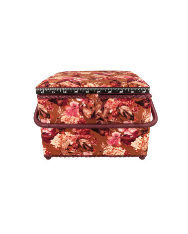 Scatola da cucito 26x26x19cm fiori rosa