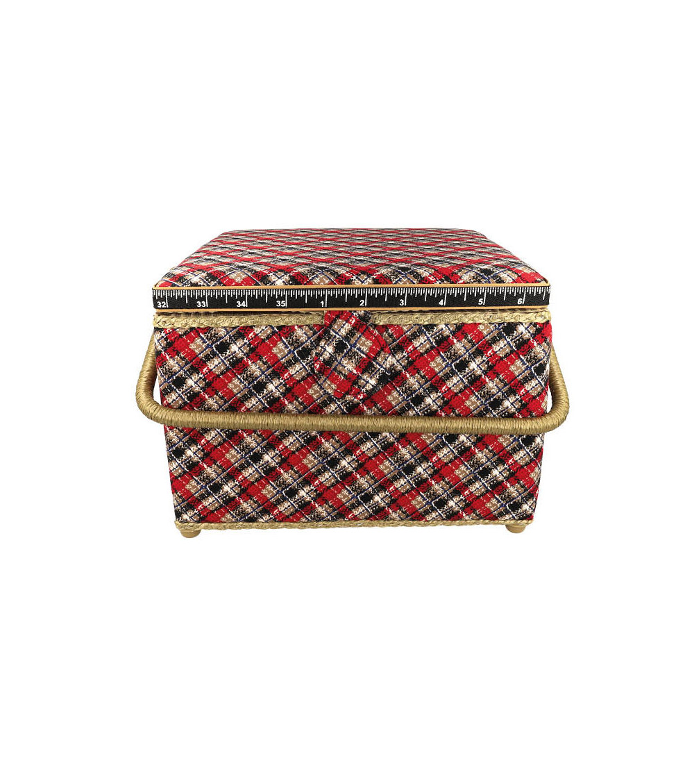 Scatola da cucito 26x26x19 cm stampa tartan