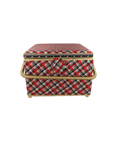 Scatola da cucito 26x26x19 cm stampa tartan