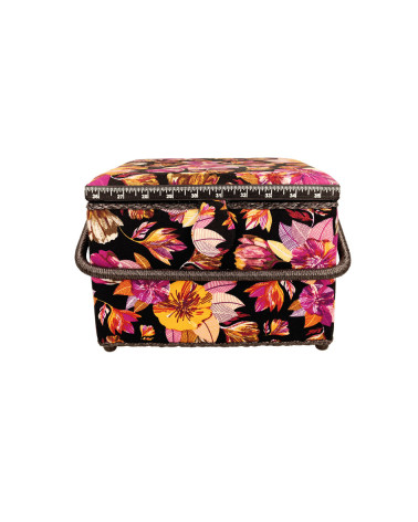 Sewing box 26x26x19cm fuchsia leaves
