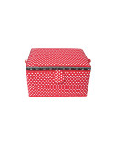 Boîte à couture 18,5x26x16cm pois blancs fonds rouge