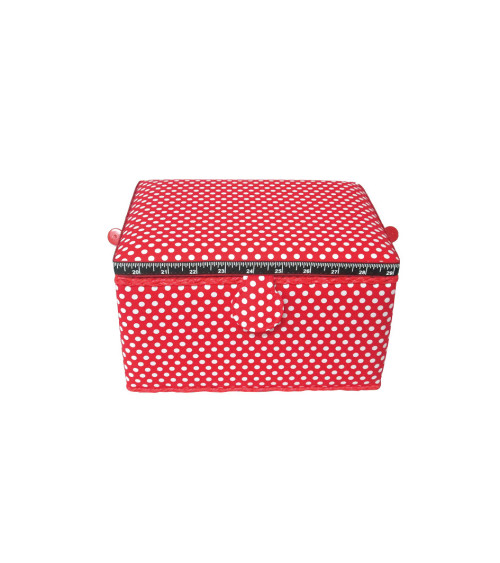 Sewing box 18.5x26x16cm white dots red background