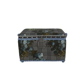 Boîte à couture 18,5x26x16cm broderie anglaise imprimé floral noir