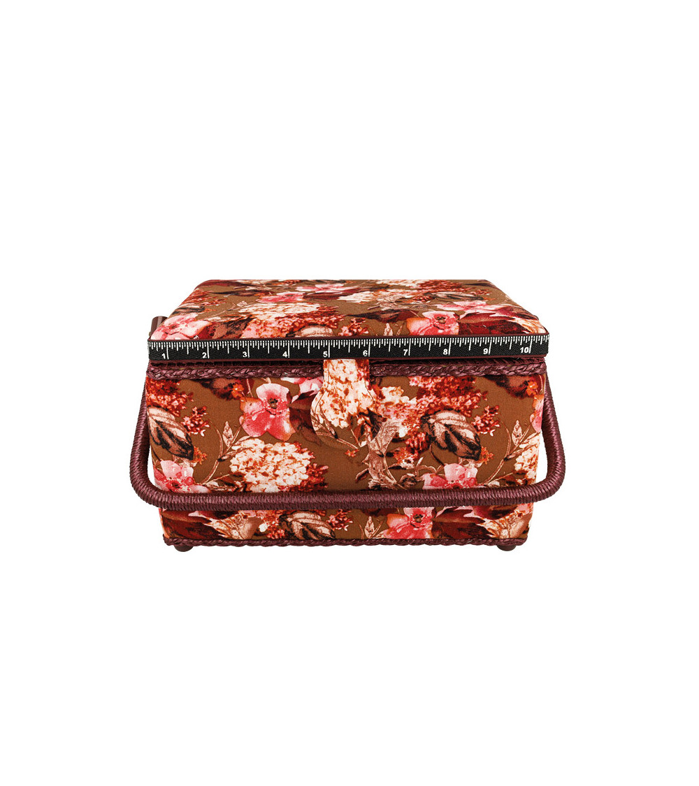 Scatola da cucito 18,5x26x16 cm fiori rosa