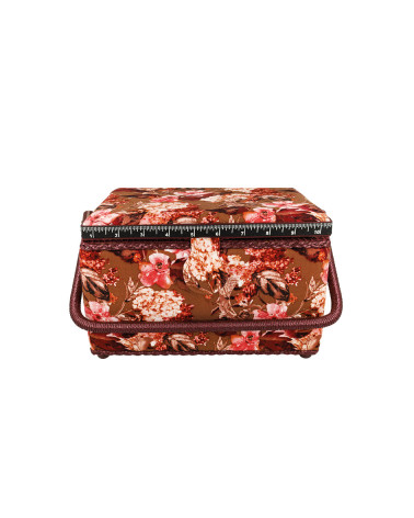 Scatola da cucito 18,5x26x16 cm fiori rosa