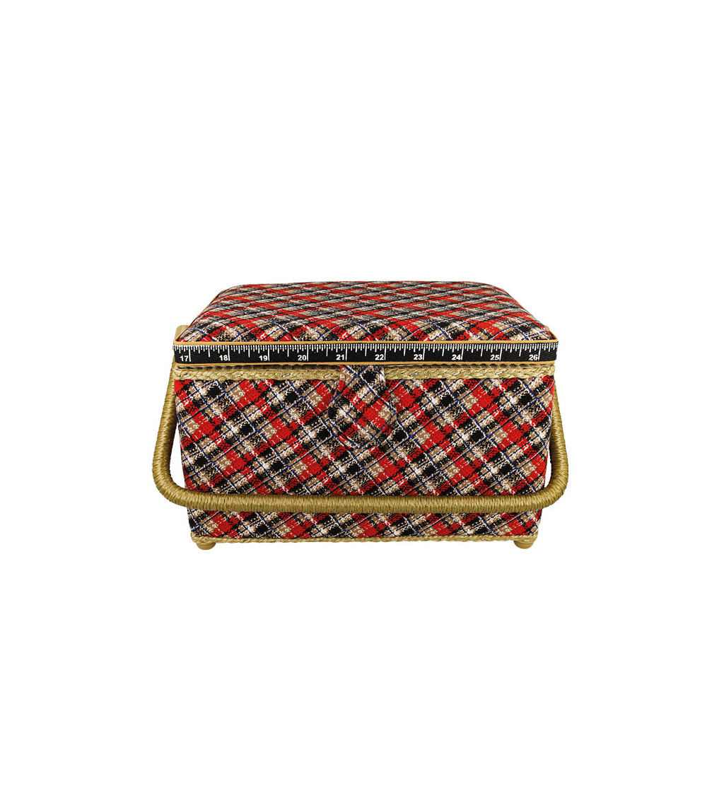 Scatola da cucito 18,5x26x16 cm stampa tartan
